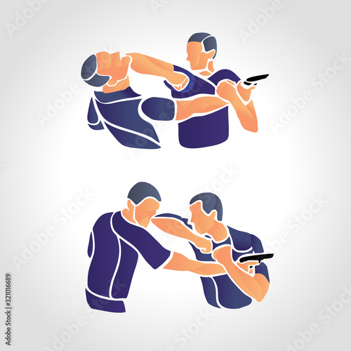 Drawing of a krav maga self-defense technique
Source: Adobe Stock