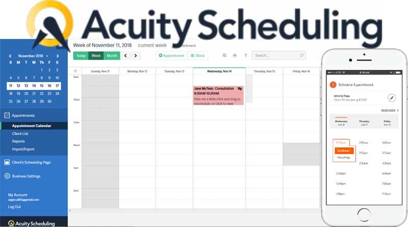 How Acuity Scheduling gym management system looks. Source: Acuity Scheduling