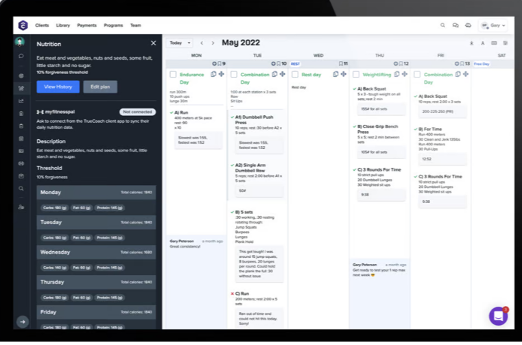 How True coach gym management system looks. Source: True coach