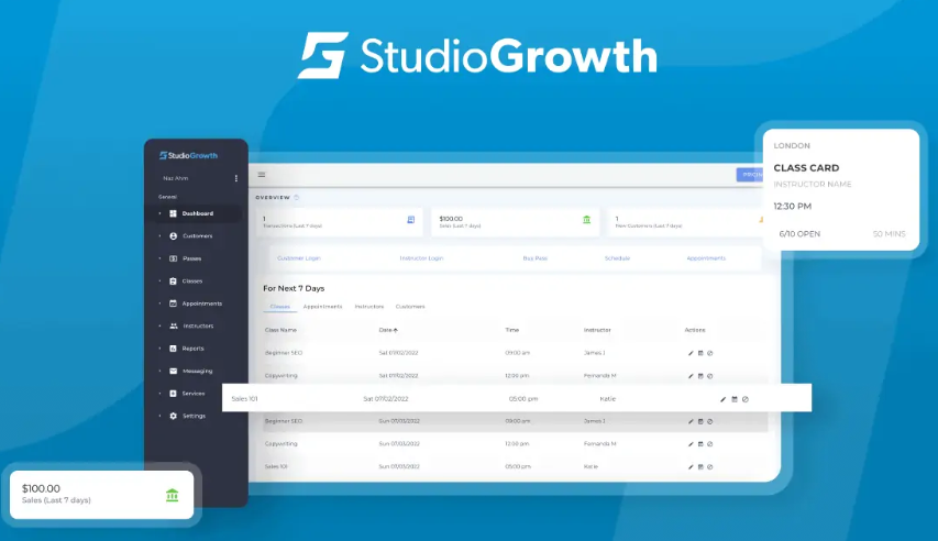 How StudioGrowth gym management system looks. Source: StudioGrowth