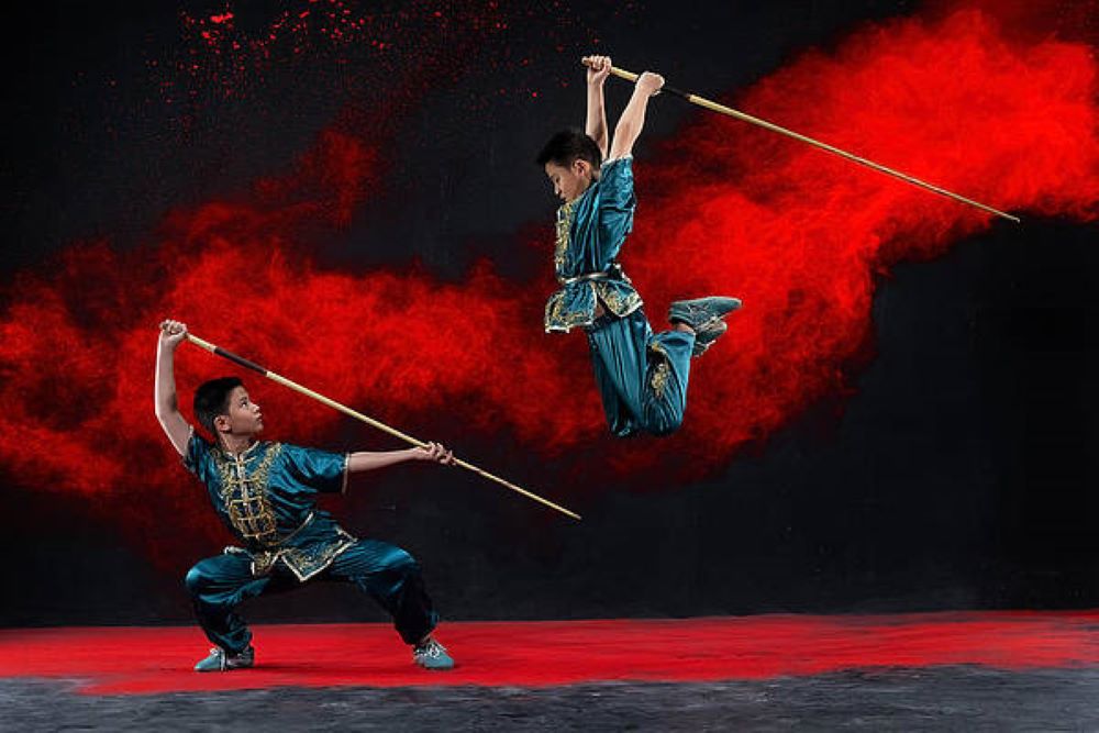 Two boys fighting in wushu style. Source: wushuontario.ca