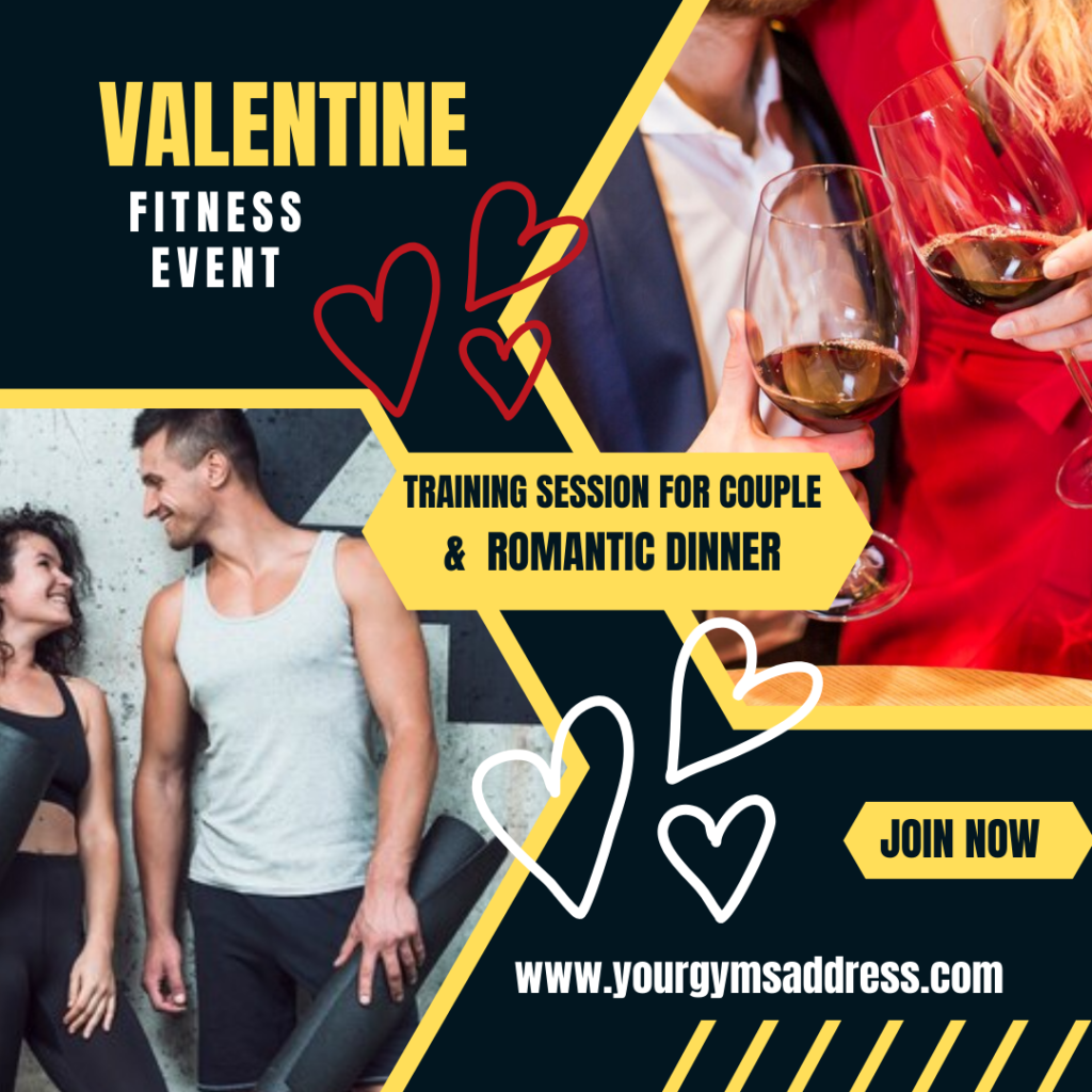 Sample poster for a Valentine's Day fitness event