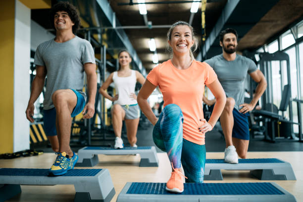 In-class picture as a part of one series of subjects of gym social media posts.