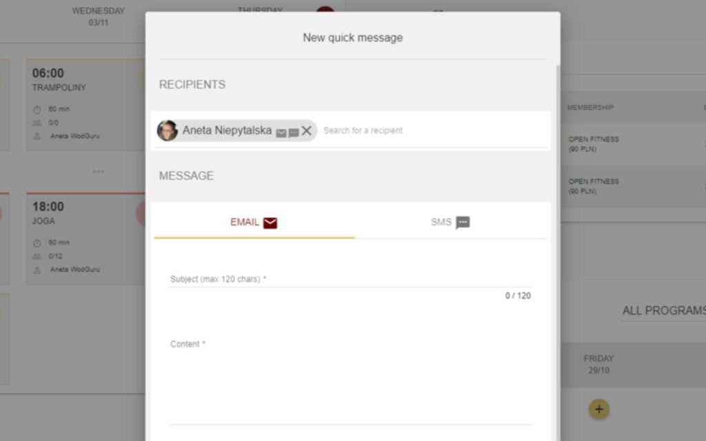 WodGuru - user friendly the best gym management software for email marketing campains