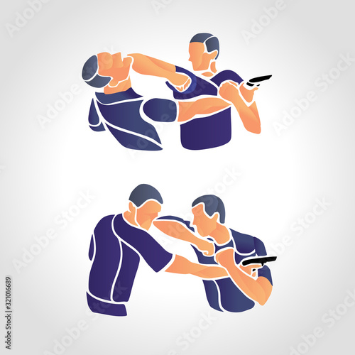 Drawing of a krav maga self-defense technique Source: Adobe Stock