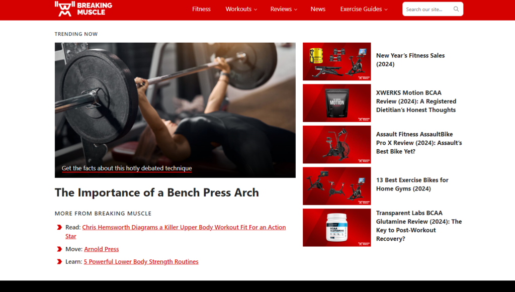 Breaking Muscle blog - screen
