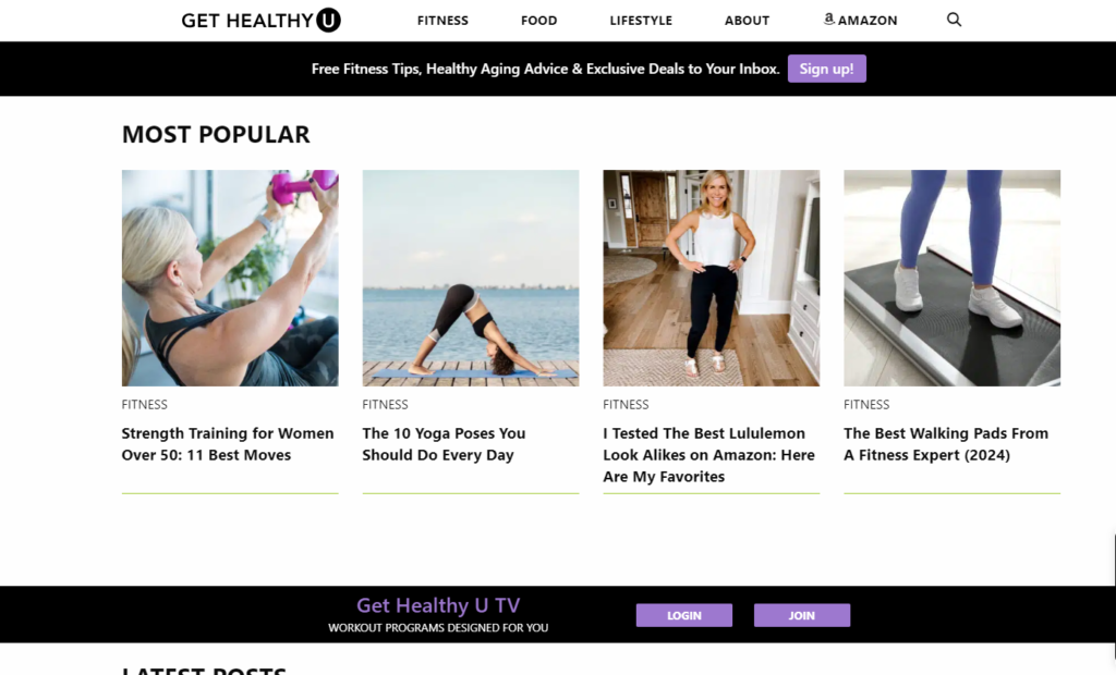 Get Healthy U blog - screen