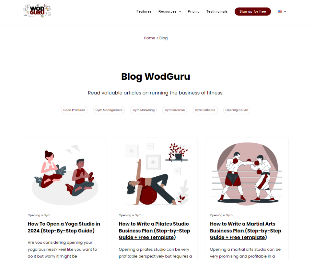 WodGuru - blog screen