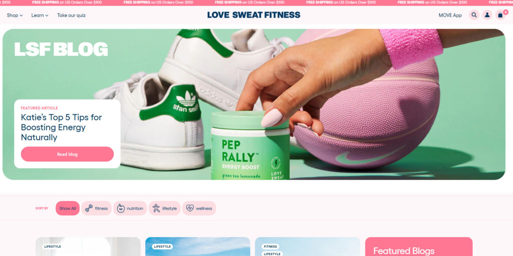 ALT: Love Sweat Fitness blog - screen