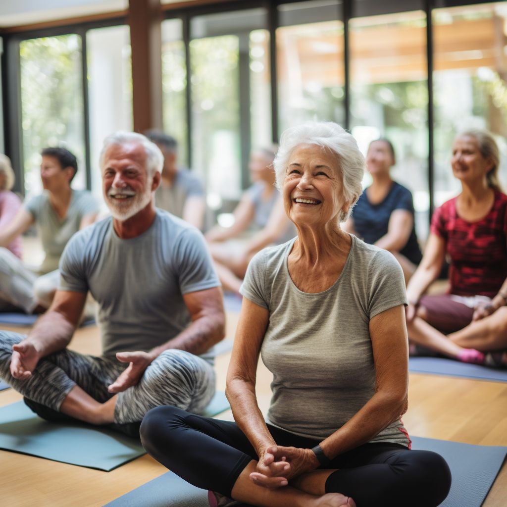 One of the gym event ideas - a free yoga session for senior citizens.