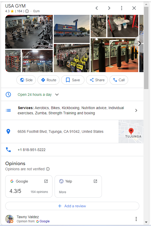 USA Gym Google space.