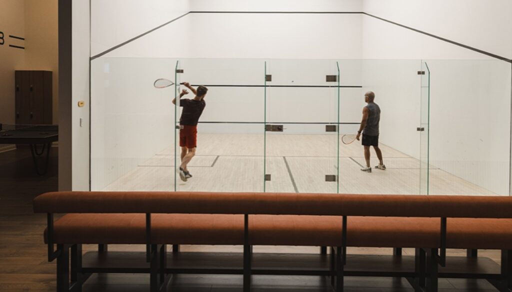 Squash space at The Sporting Club at the Bellevue.