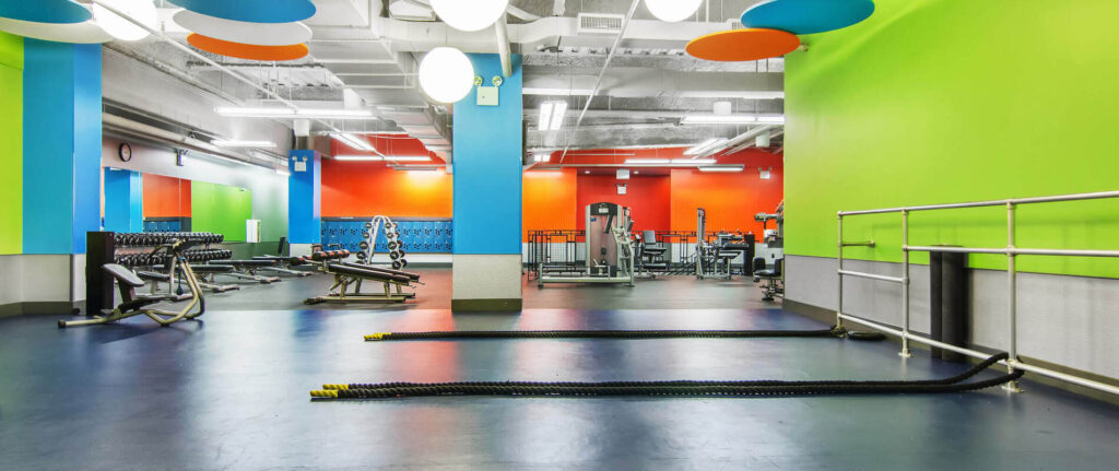 Blink Fitness positive interiors in North Riverside Park Mall