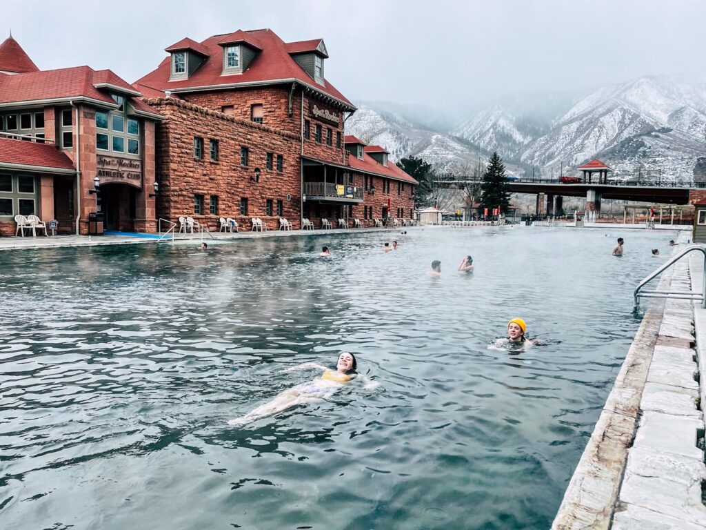 Swimming in cold water in winter, Colorado Springs.