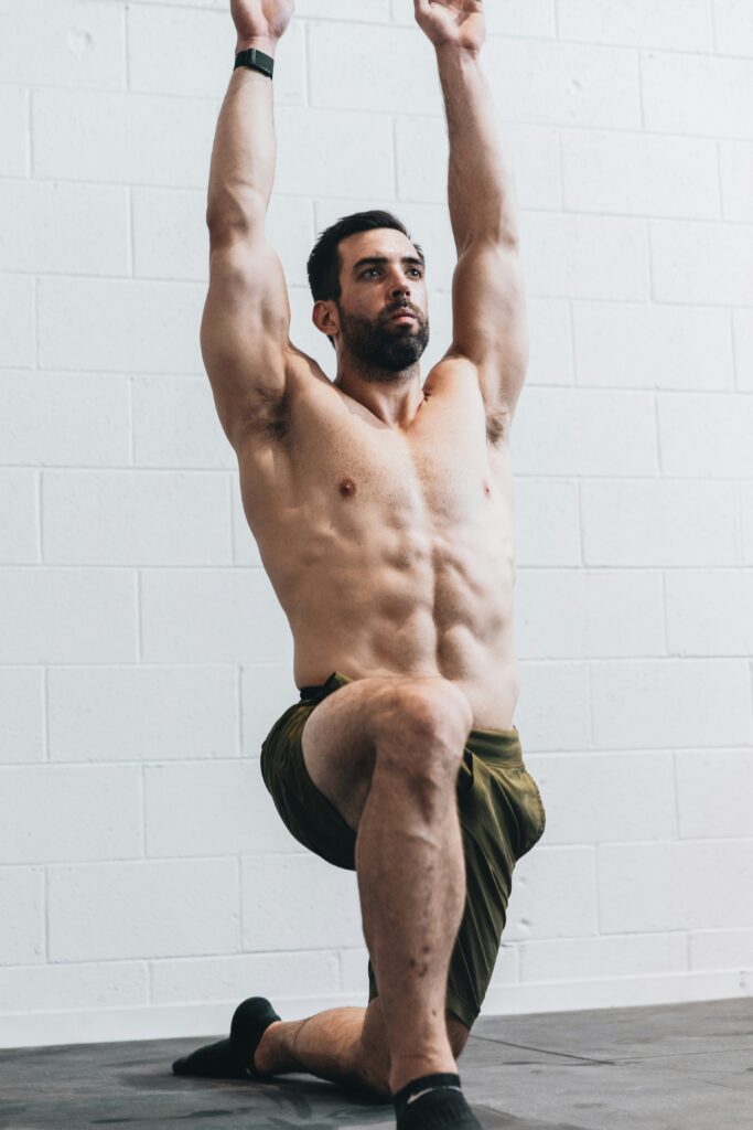 A man stretching.