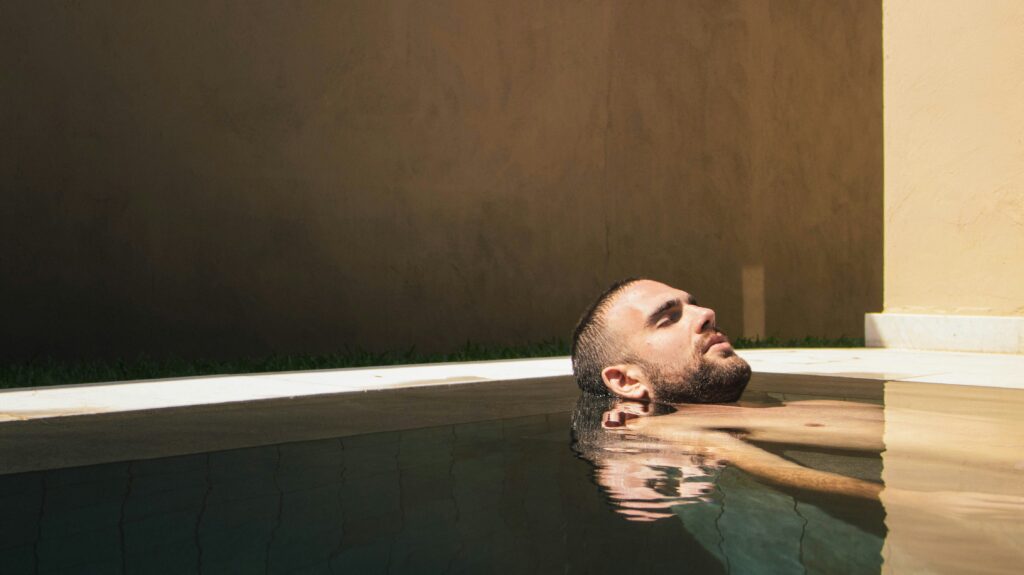 A man using spa facilities.