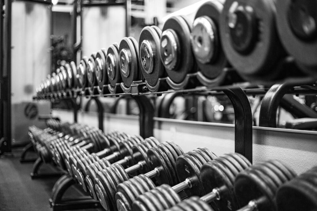 Safely stored gym equipment