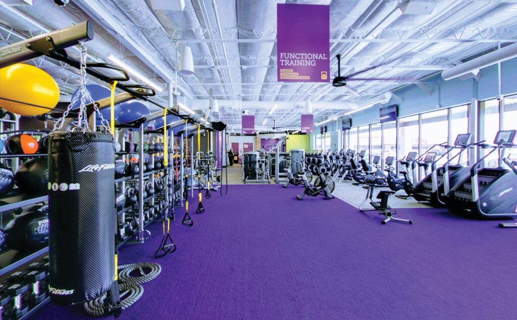 Anytime Fitness center interiors.