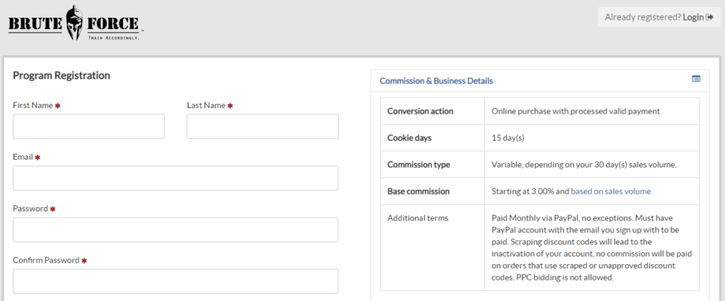 Brute Force fitness affiliate program for bodybuilders