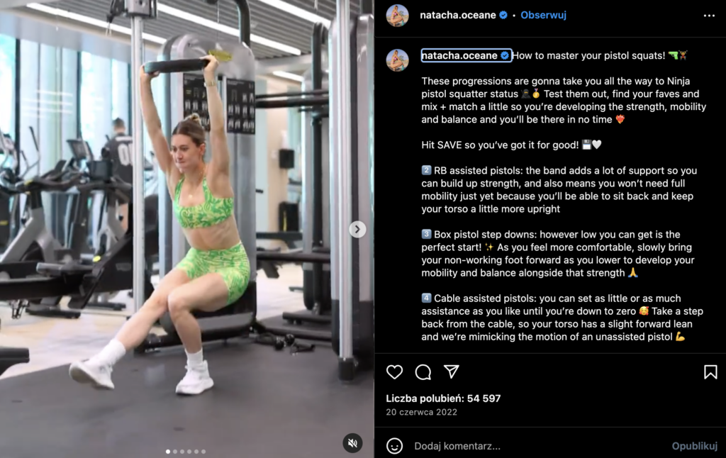 Natacha Oceane - big local gym influencer