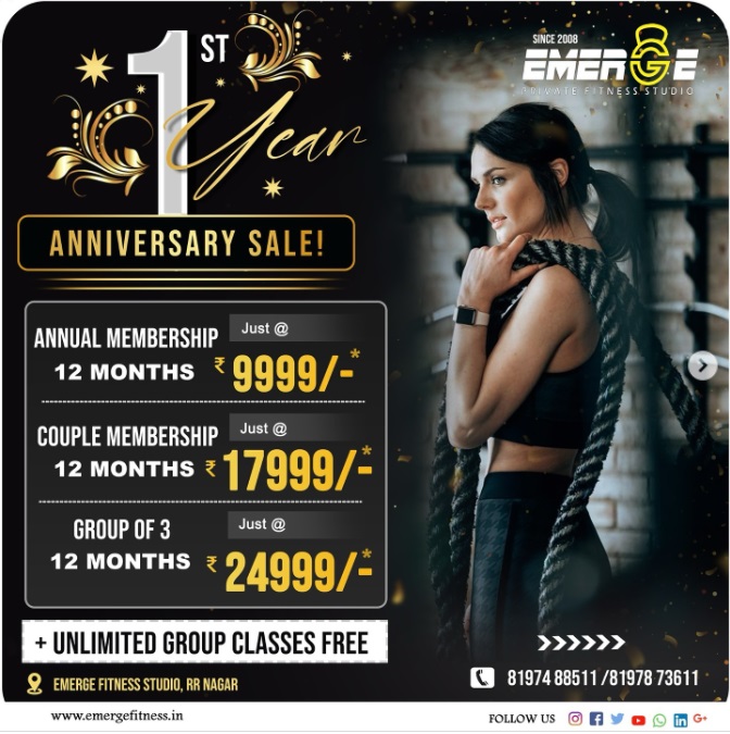 Gym anniversary idea: anniversary sale.