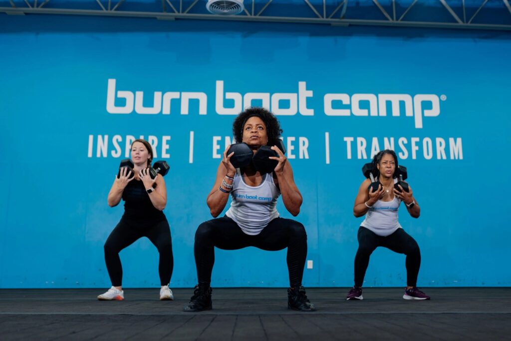 Burn Boot Camp personal training with kettlebells.