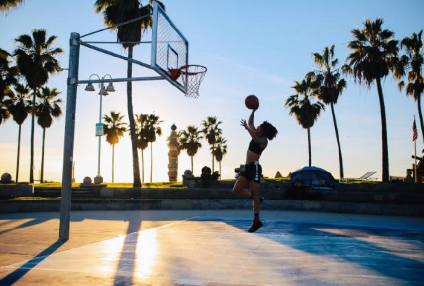 Basketball courts at sunset provide a more comfortable training. If they are parts of the gyms, the attendance might be incorporated in an annual fee.