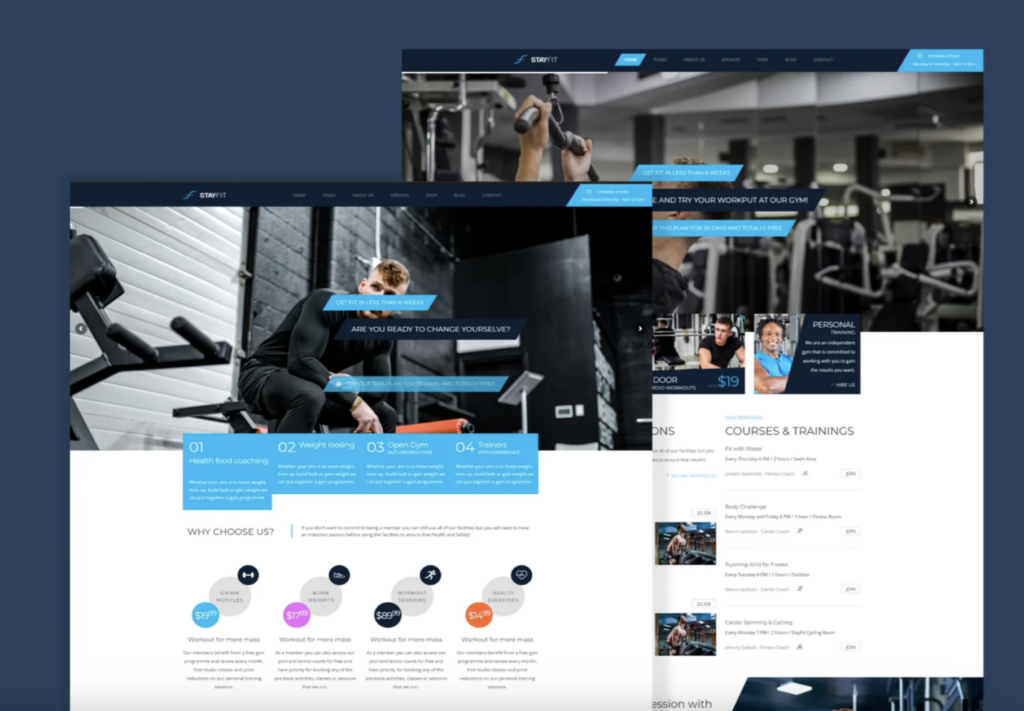 Wordpress Themes for fitness website and personal trainer