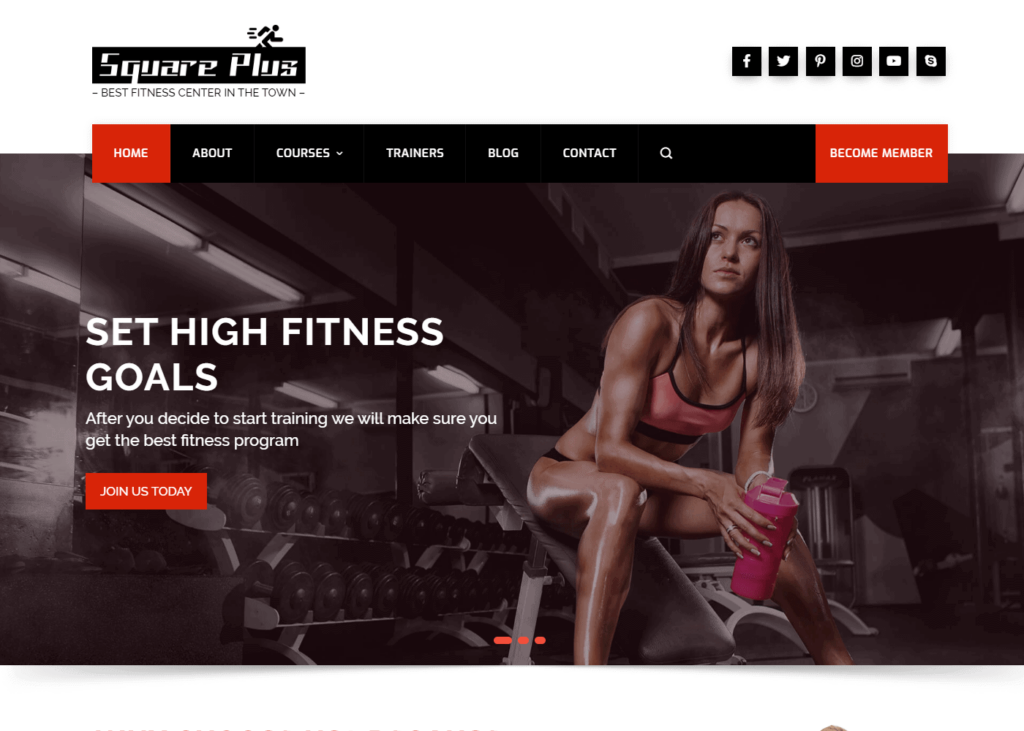 Square Plus Gym WordPress website