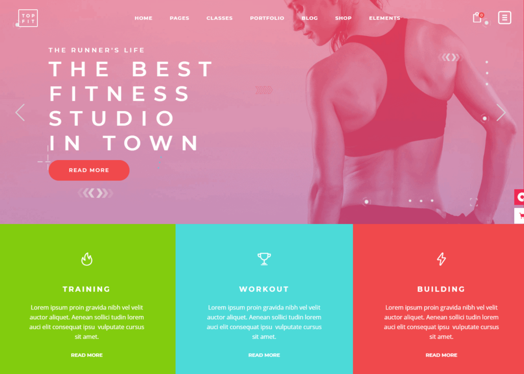 Premium theme for fitness brand