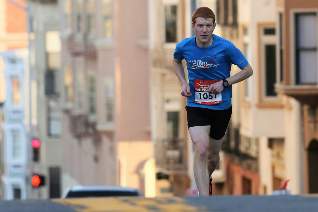 Residents exercising: outdoor activities are an element of daily lives in a big city.