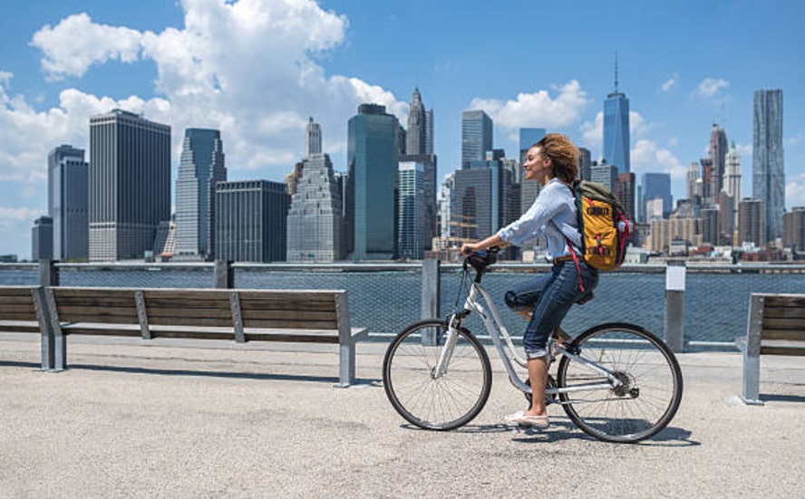 New York with its many paths and parks encourages physical activity and less frequent use of public transportation.