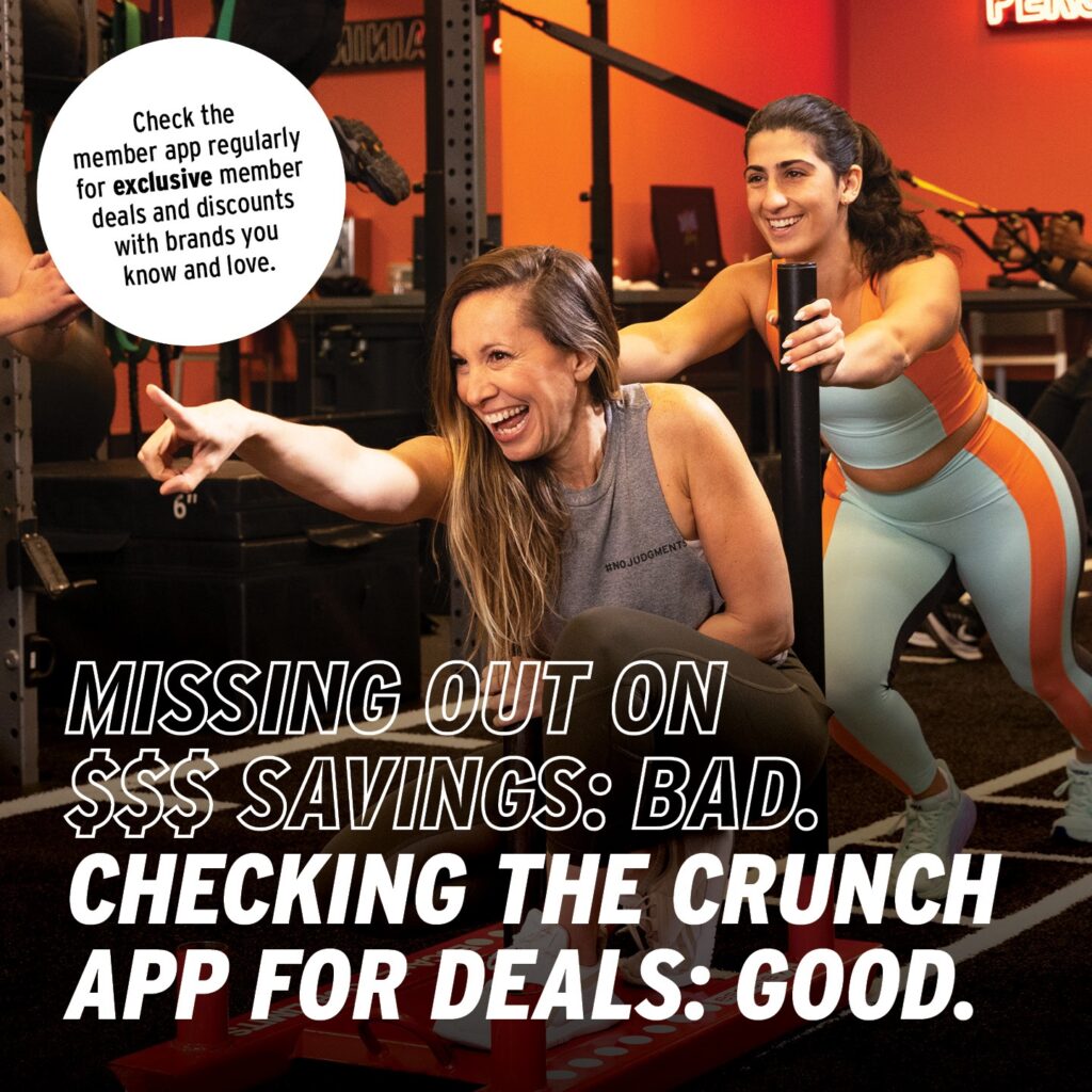 Crunch Fitness encourages the members to use their app. Source: Crunch on X