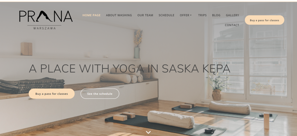 Get new private yoga clients thanks to an effective website. Source: pranawarszawa.pl