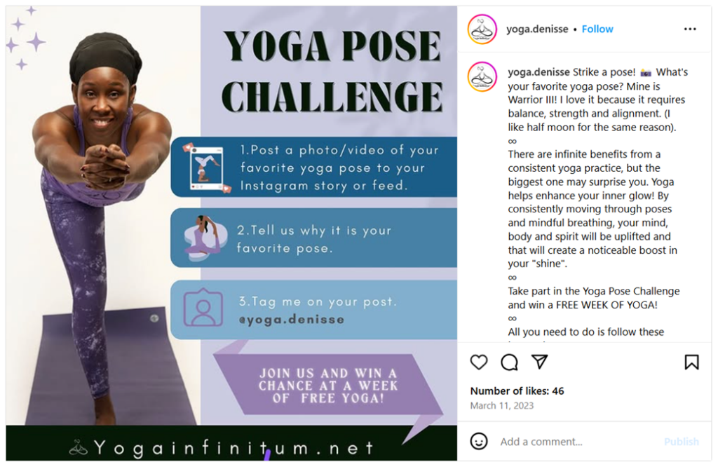 Yoga pose challenge by Yoga Denisse. Source: Yoga Denisse Instagram.