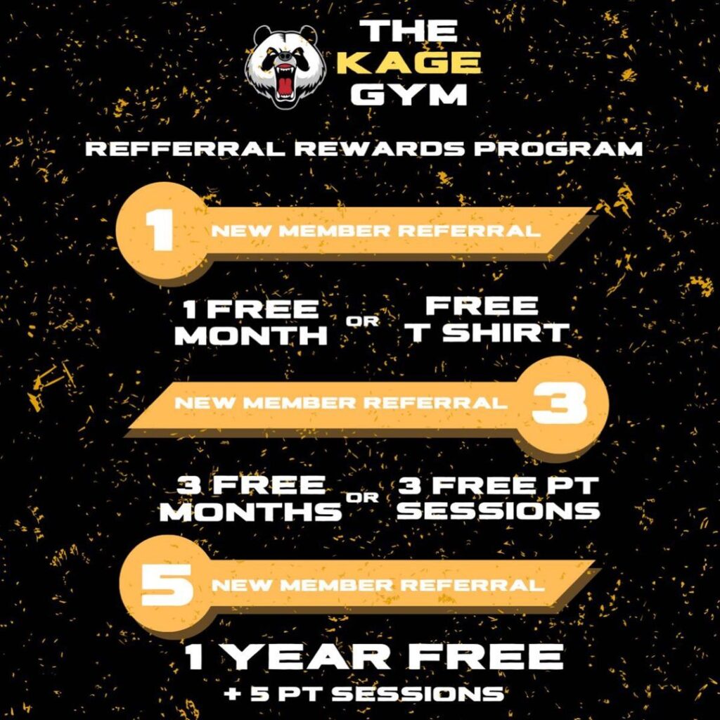 Example of flexible gym referral system by The Kage Gym. Source: kagegym.com