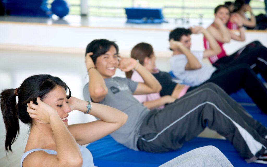 Exercise stations at gym