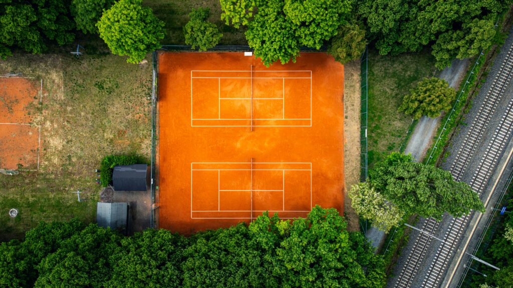 Outdoor courts of a tennis club - in your tennis club project there may be indoor and outdoor courts, special events, group lessons, coaching sessions, etc.
