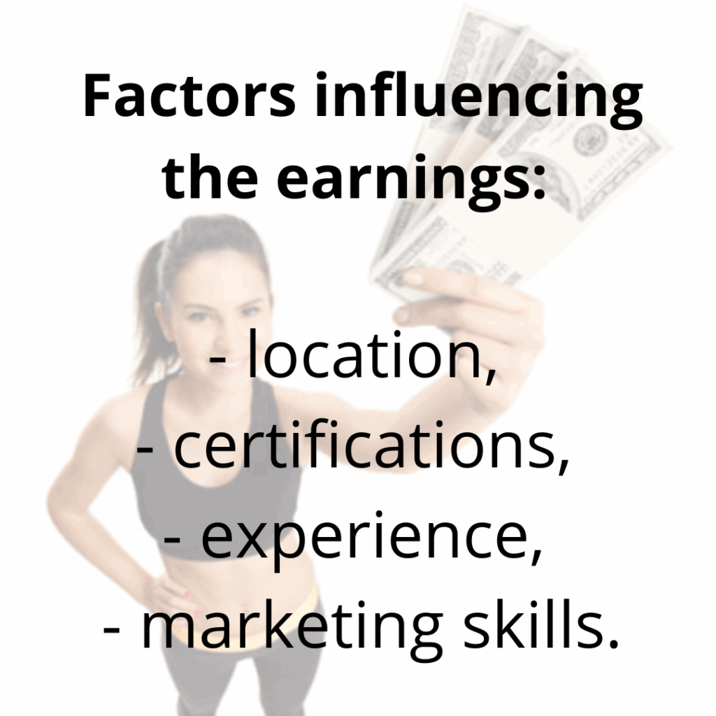 The factors that influence your earnings may be the level of personal trainer certification, location and experience with fitness clients.