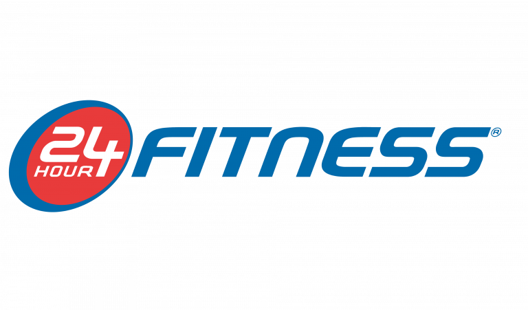 24 Hour Fitness logo. This gym boasts constant support for fitness enthusiasts in achieving their fitness goals thanks to 24/7 access, broad selection of free weights and modern cardio equipment. Source: 1000logos.net