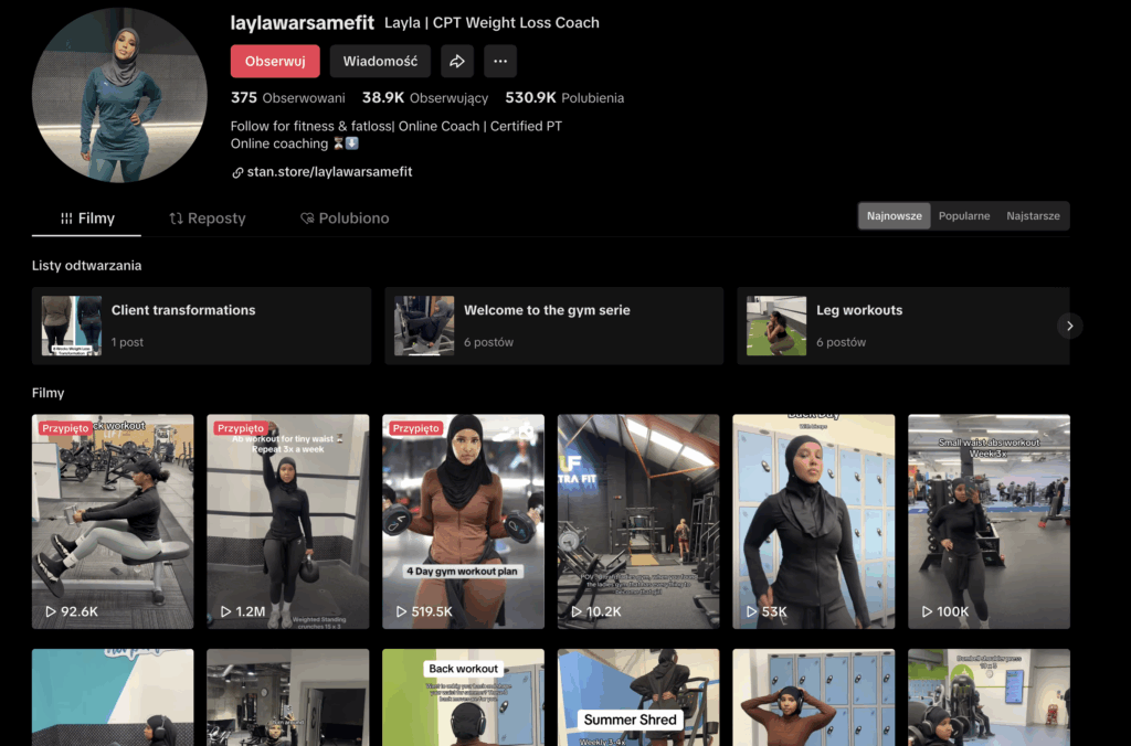 ~20K TikTok followers. Miami‑based NPC athlete and trained pharmacist. Posts bodybuilding prep, wellness coaching with science-backed tips. Known for combining academic rigor and real‑body transformation. She’s perfect for gen Z gyms clients.
