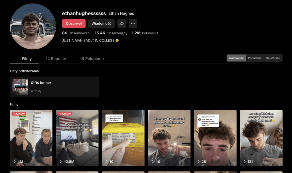 Ethan Hughes is a U.S.-based TikTok influencer who provides valuable content centered around gym gear reviews and exclusive shop deals. His videos focus on practical advice for fitness enthusiasts looking to optimize their budget for equipment and gear recommendations. He helps his audience make informed purchasing decisions, which makes him a good fit for fitness clubs promoting retail partnerships.