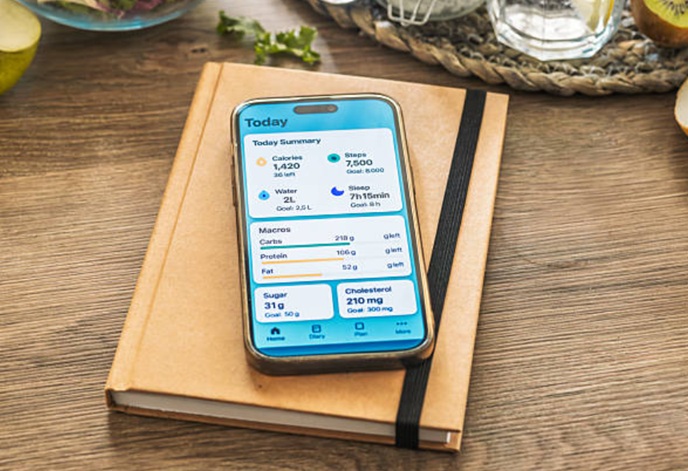 Nutrition software: a user’s desktop of the app.