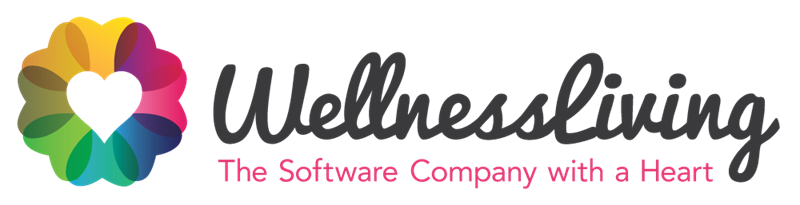 Logo of Wellnessliving - a user friendly software for student progress and payment processing.