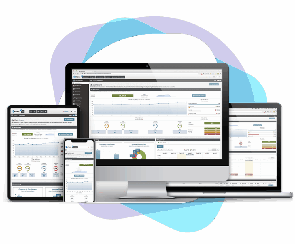 Atlas interface look - this all in one solution (recurring payments, attendance tracking and more) is useful for martial arts school, karate dojo etc.