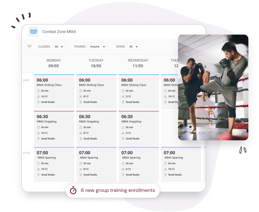 Boxing classes are perfectly organized and controlled thanks to a gym management software.